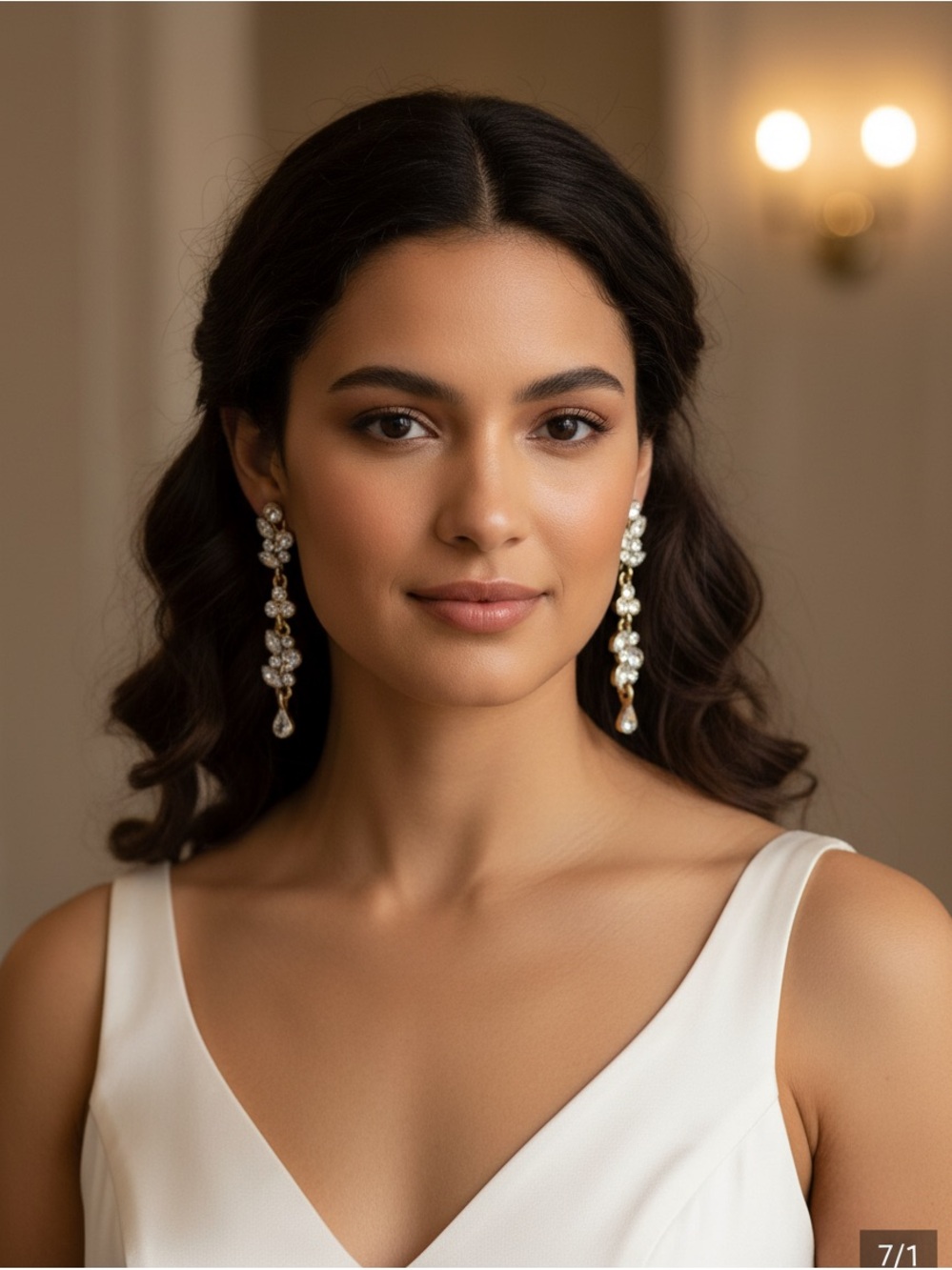 Clear crystal Gold-Tone Crystal Drop dangling Earrings